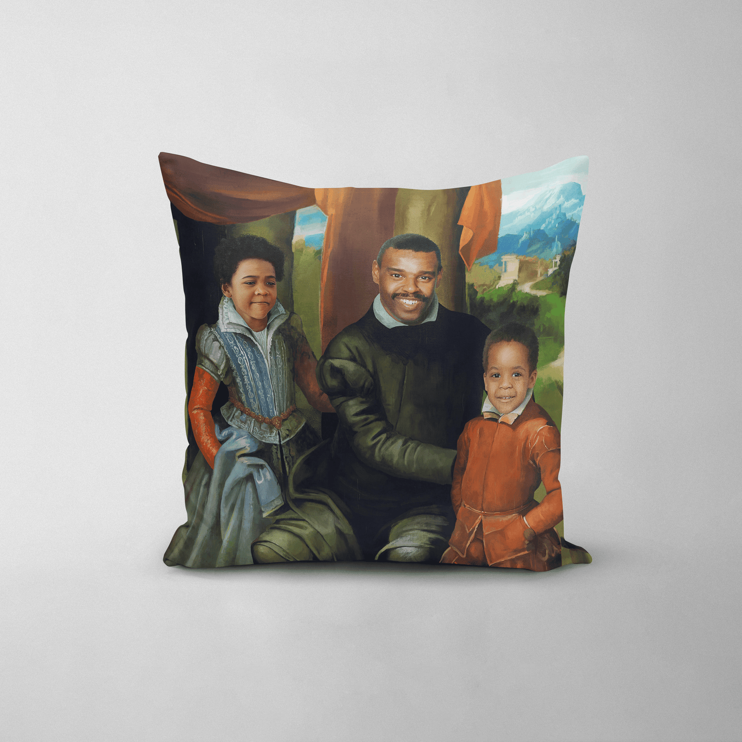 The Family of Three - Custom Throw Pillow