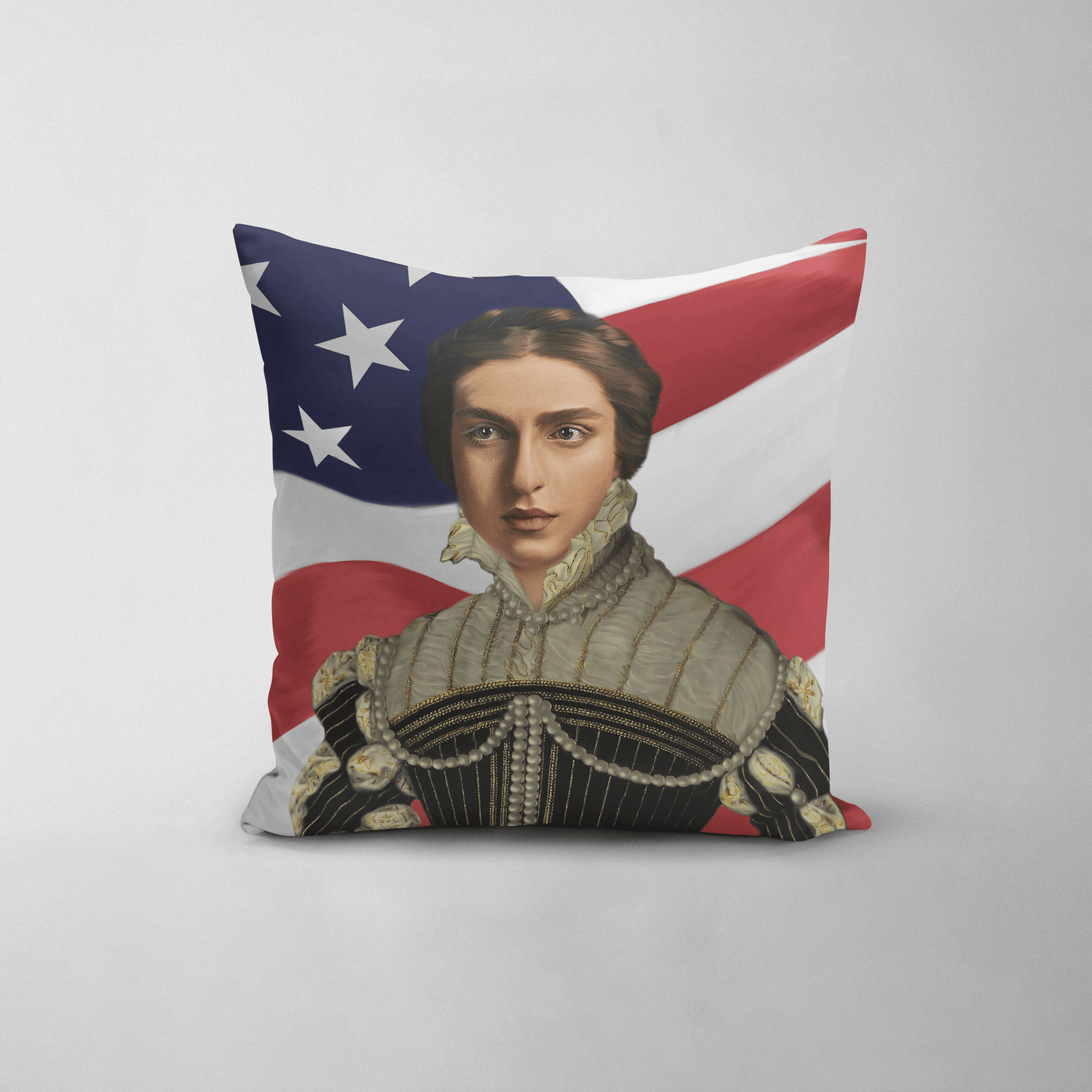 The Pearled Lady USA Edition - Custom Throw Pillow