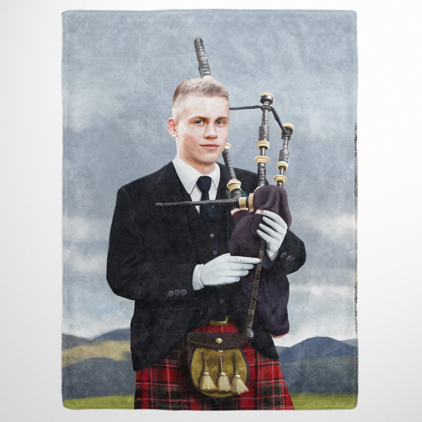 The Bagpiper - Custom Fleece Blanket