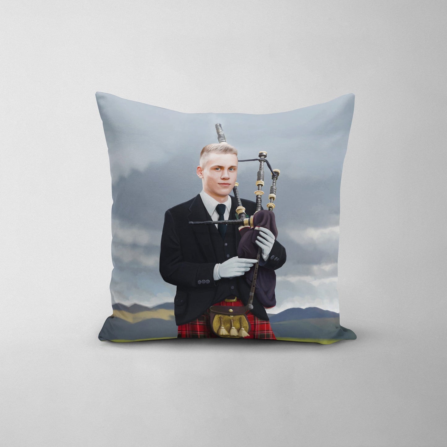 The Bagpiper - Custom Throw Pillow