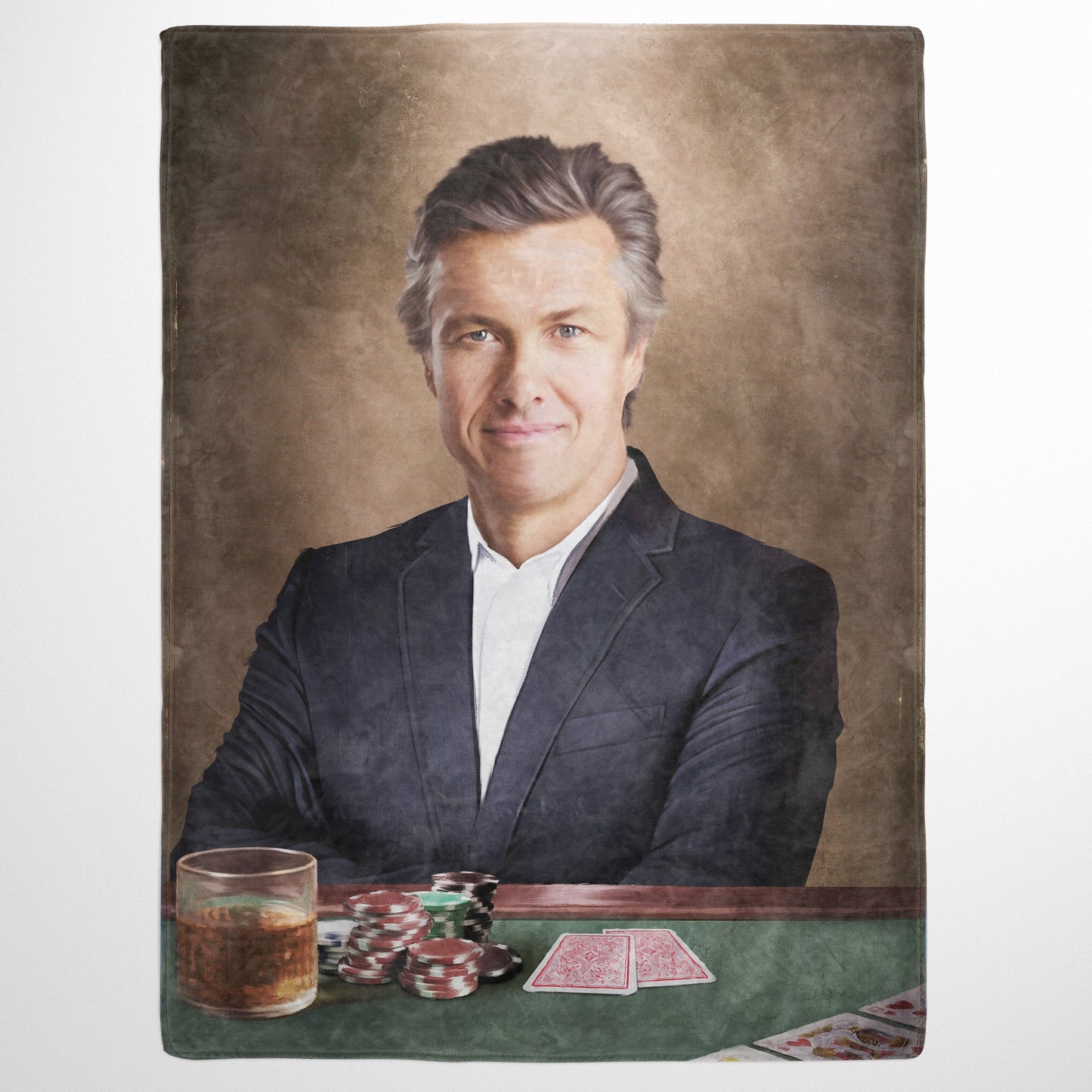 The Poker Player - Custom Fleece Blanket