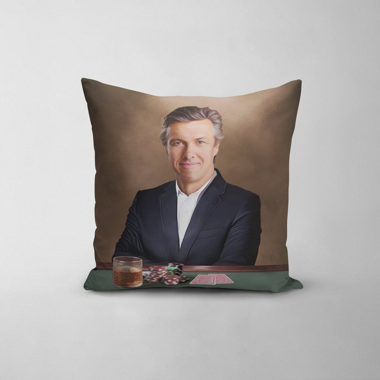 The Poker Player - Custom Throw Pillow