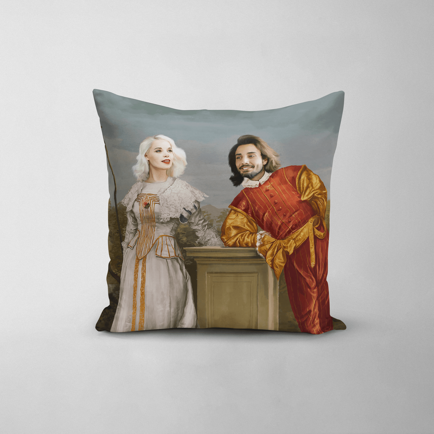 The Courtly Couple - Custom Throw Pillow