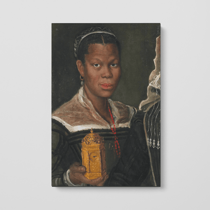 Custom Portrait of an African Woman holding a clock, circa 1583-1585