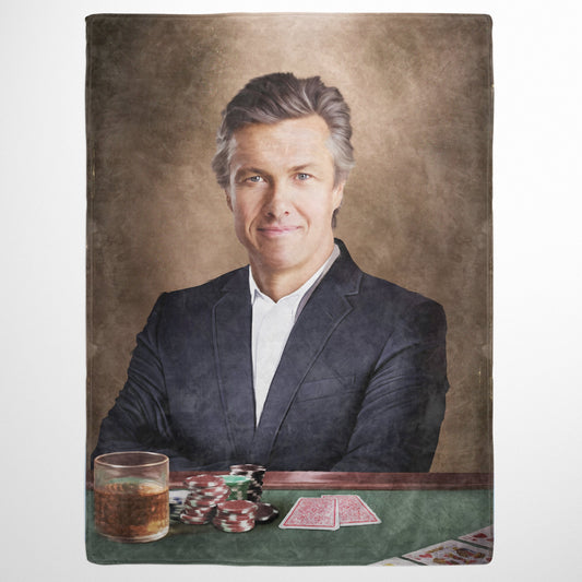 The Poker Player - Custom Fleece Blanket