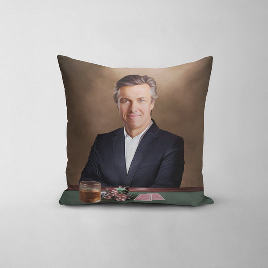 The Poker Player - Custom Throw Pillow