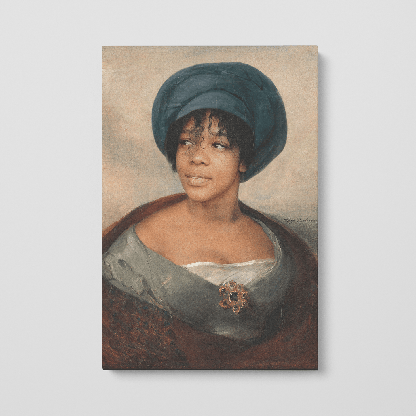 Custom Portrait of a Woman in a Blue Turban, circa 1827 by Eugene Delacroix